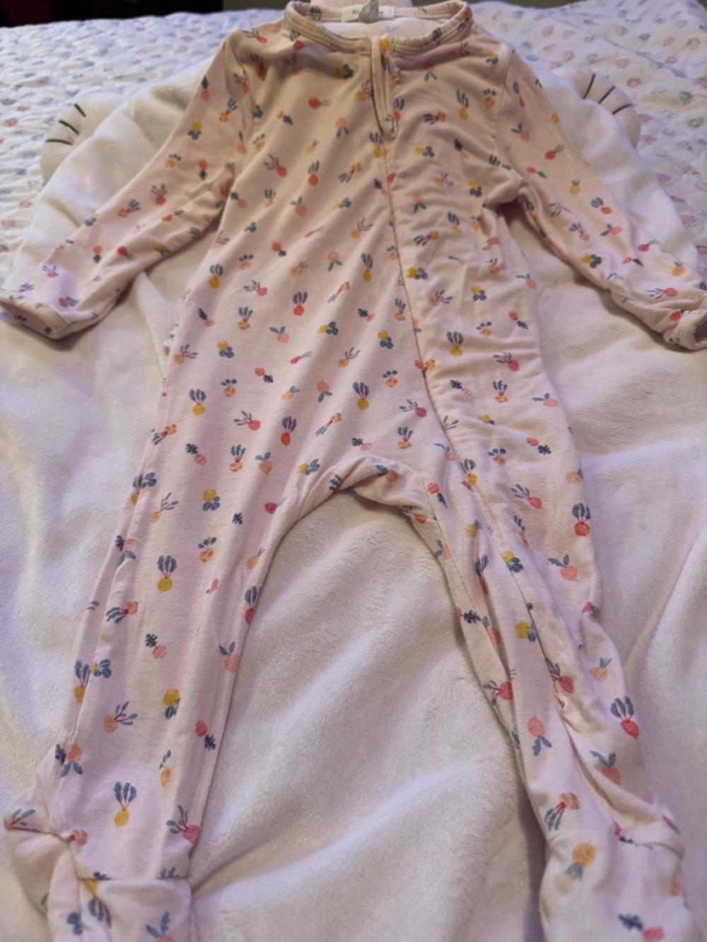 Angel Dear Pink Floral Footed One-Piece